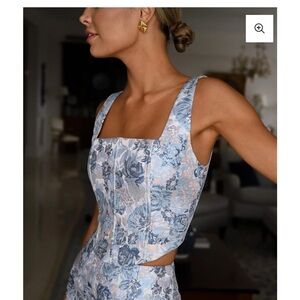 Yellow the Label - Corset Top + Midi Skirt Set Blue Bordeaux (Small)